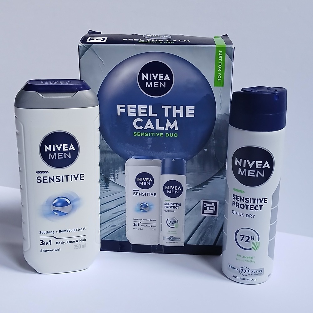Nivea Men "Feel The Calm" Sensitive Duo 2-Piece Gift Set - Brand New